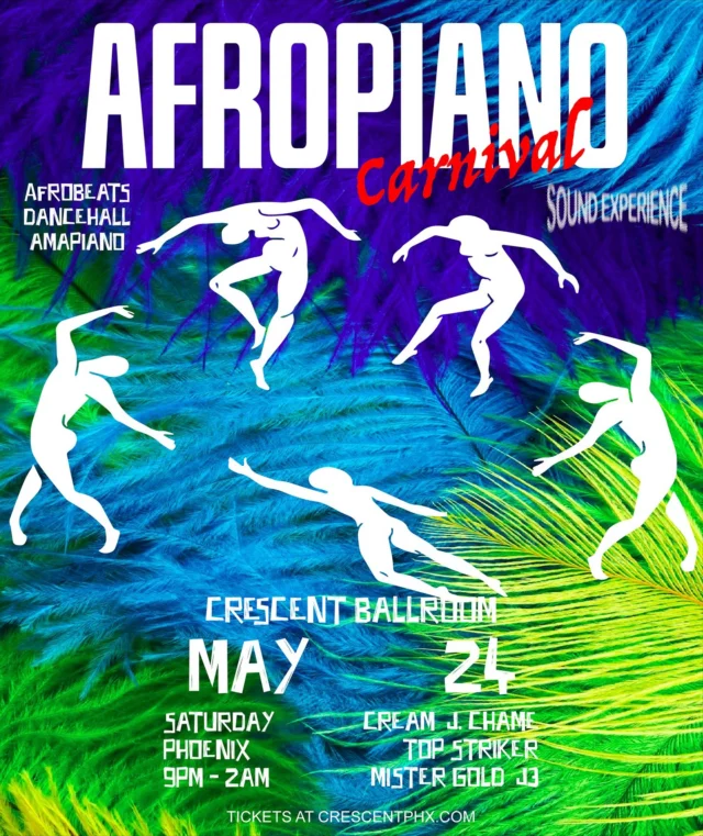 TONIGHT! kick off summer in phoenix with @afropianooo afro carnival extravaganza at crescent 💙

$20 adv, link in bio