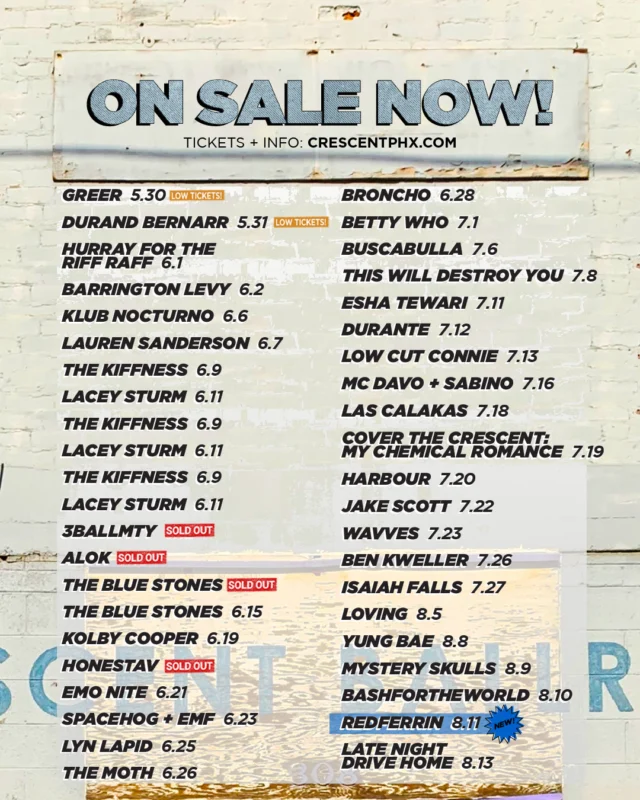 on sale now at crescentphx.com ✨⁠
⁠
• #crescentballroom • #dtphx • #livemusic •