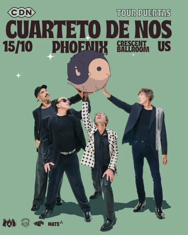 just announced ✨ uruguayan rock band @cuartetodenosok hit the crescent stage on wednesday, october 15th! 

$45 adv, link in bio — on sale wednesday