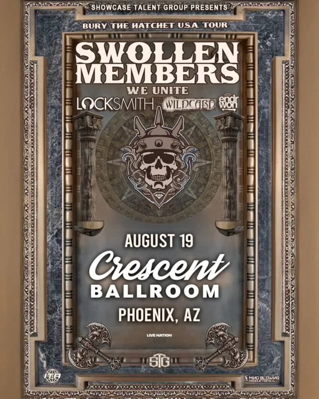 just announced + on sale now ✨ hip hop group @swollenmembers pulls up to crescent with @dalocksmith, @wildcardthedragon, + @whoisendrwon on tuesday, august 19th!

$20 adv, link in bio