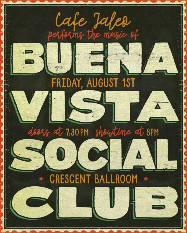 just announced + on sale now ✨ join @jaleolatinmusic for an evening of vibrant rhythms, heartfelt melodies, and classic cuban sounds as they perform the timeless music of buena vista social club on friday, august 1st at crescent!

$28 adv, link in bio