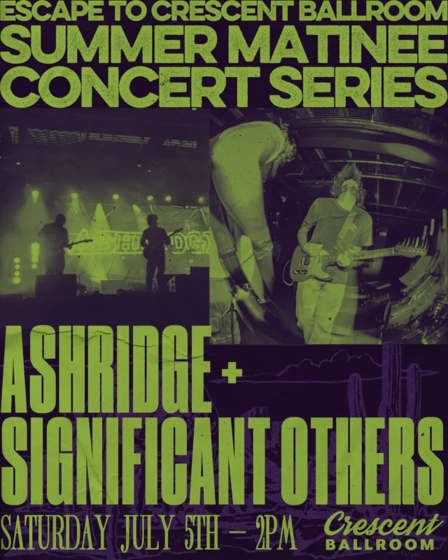 tomorrow! @ashridgeband + @significant.others.band kick off our summer matinee series with an afternoon of live indie rock ✨ 2pm doors / 2:30pm show⁠
⁠
$8 adv, link in bio