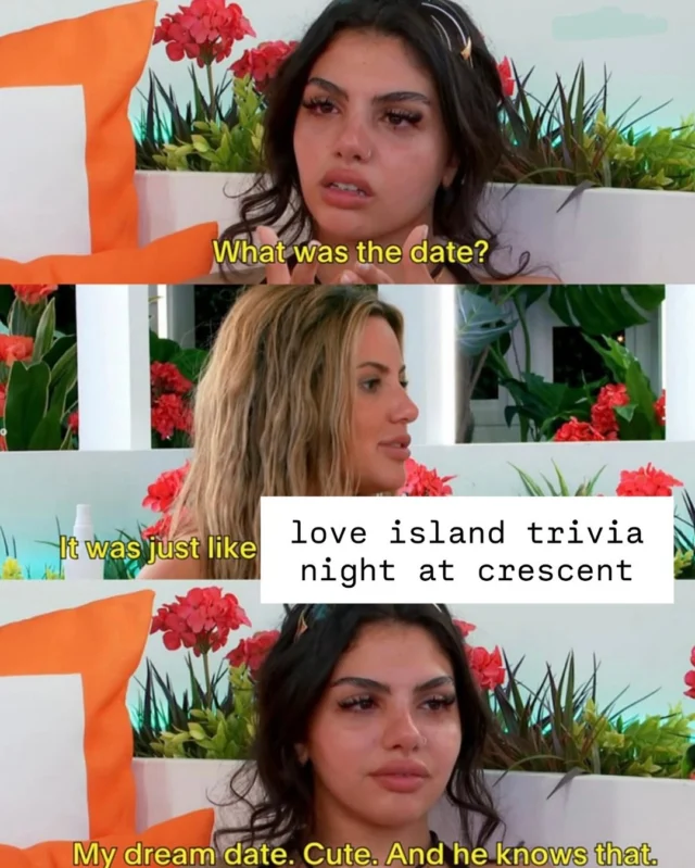 you've got a text! 💘 put your villa knowledge to the test at our love island trivia night on july 30th! it's free, it's vibey, and it's loyal babes.⁠
⁠
6pm sign up, 6:30pm trivia.